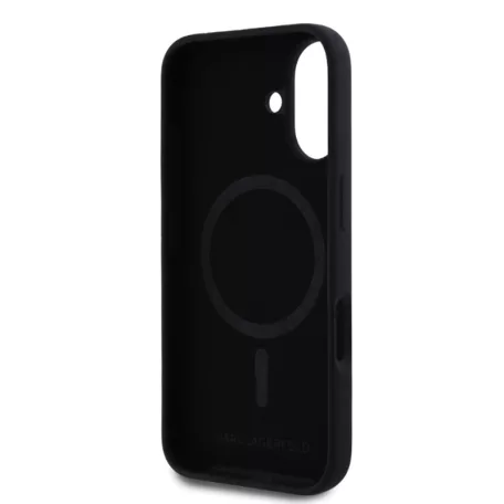 Karl Lagerfeld Liquid Silicone Karl and Choupette Apple iPhone 17 Pro (6.3) MagSafe hátlapvédő tok fekete (KLHMP17LSCMKCRHK)
