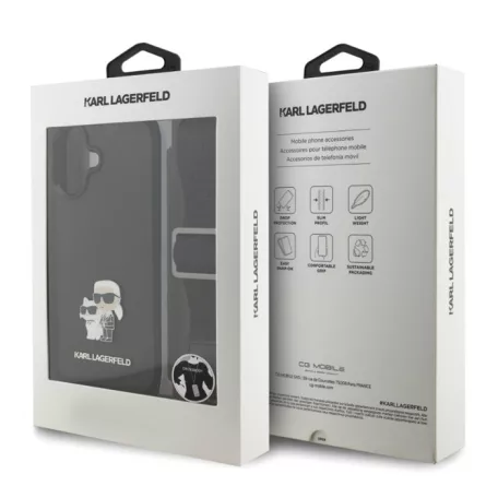 Karl Lagerfeld Crossbody Popruh Metal Karl and Choupette Apple iPhone 17 Air (6.6) hátlapvédő tok fekete (KLHCP17MSAKCPBK)