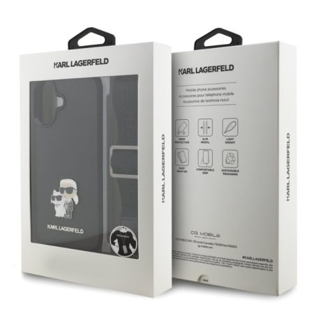 Karl Lagerfeld Crossbody Popruh Metal Karl and Choupette Apple iPhone 17 Pro Max (6.9) hátlapvédő tok fekete (KLHCP17XSAKCPBK)