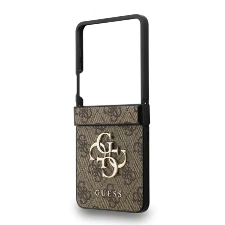Guess PU 4G Metal Logo Samsung F766B Galaxy Z Flip 7 hátlapvédő tok barna (GUHCZF74GMGBR)