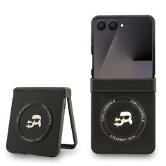   Karl Lagerfeld PU K&CH Heads MagSafe Samsung F766B Galaxy Z Flip 7 hátlapvédő tok fekete (KLHMZF7PSMLRKCK)