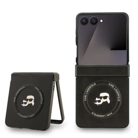 Karl Lagerfeld PU K&CH Heads MagSafe Samsung F766B Galaxy Z Flip 7 hátlapvédő tok fekete (KLHMZF7PSMLRKCK)