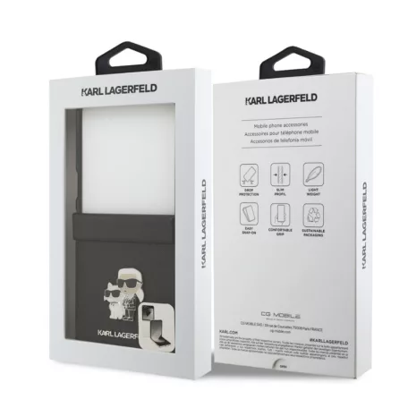 Karl Lagerfeld PU Saffiano Karl and Choupette Samsung F766B Galaxy Z Flip 7 hátlapvédő tok fekete (KLHCZF7SAPKCNPK)