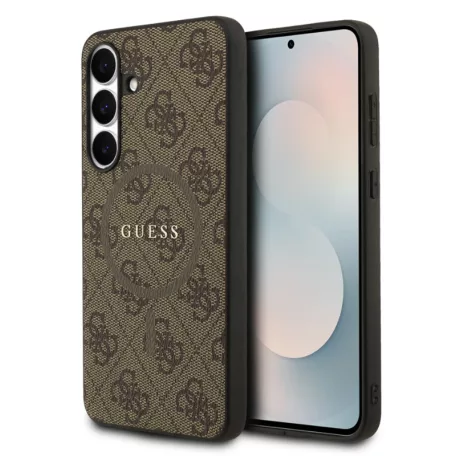 Guess PU Leather Colored Ring MagSafe Samsung S731B Galaxy S25 FE hátlapvédő tok barna (GUHMS25FEG4GFRW)