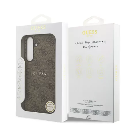 Guess PU Leather Colored Ring MagSafe Samsung S731B Galaxy S25 FE hátlapvédő tok barna (GUHMS25FEG4GFRW)