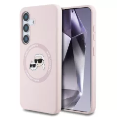   Karl Lagerfeld Liquid Silicone K&CH Heads Samsung S731B Galaxy S25 FE MagSafe hátlapvédő tok pink (KLHMS25SSKCHTCP)