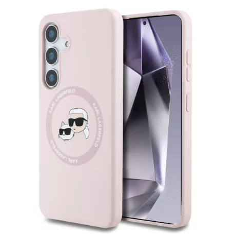 Karl Lagerfeld Liquid Silicone K&CH Heads Samsung S731B Galaxy S25 FE MagSafe hátlapvédő tok pink (KLHMS25SSKCHTCP)