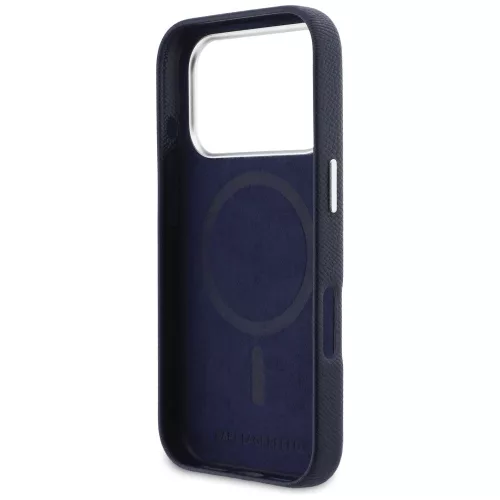Karl Lagerfeld PU Saffiano Karl and Choupette Head MagSafe Apple iPhone 17 Pro Max hátlapvédő tok sötétkék (KLHMP17X6PFKCLB)