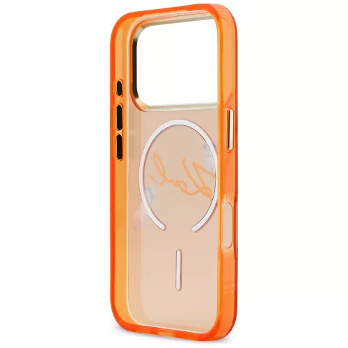 Karl Lagerfeld IML Choupette Sketch Logo MagSafe Apple iPhone 17 Pro Max hátlapvédő tok narancssárga (KLHMP17X5HKSCAO)