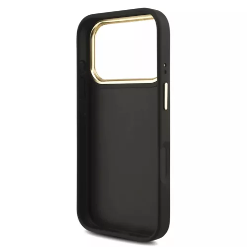 Guess Apple iPhone 18 Pro PU Leather 4G Metal Logo Gold Frame hátlapvédő tok fekete (GUHCP18L4GMGCGR)