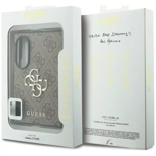Guess PU 4G Metal Logo Samsung SM-F971 Galaxy Z Fold 8 hátlapvédő tok barna (GUHCZFW84GMGBR)