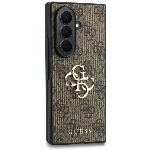 Guess PU 4G Metal Logo Samsung SM-F976 Galaxy Z Fold 8 Ultra hátlapvédő tok barna (GUHCZFD84GMGBR)