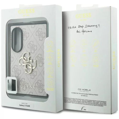 Guess PU 4G Metal Logo Samsung SM-F971 Galaxy Z Fold 8 hátlapvédő tok pink (GUHCZFW84GMGPI)