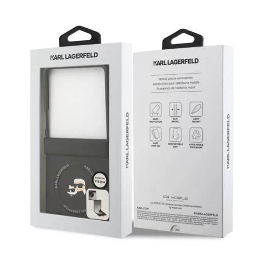 Karl Lagerfeld PU K&CH Heads MagSafe Samsung SM-F776 Galaxy Z Flip 8 hátlapvédő tok fekete (KLHMZF8PSMLRKCK)
