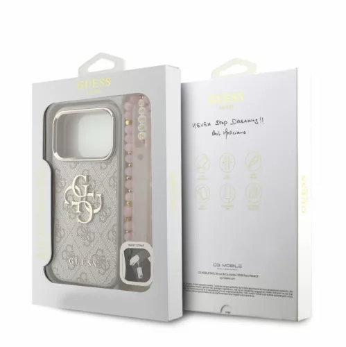 Guess PU Leather 4G Logo Strap Apple iPhone 18 Pro Max hátlapvédő tok pink (GUHCP18XP4GMGSCP)