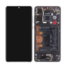   Huawei P30 fekete gyári LCD kijelző érintővel és kerettel HB436380ECW gyári akkumulátorral
