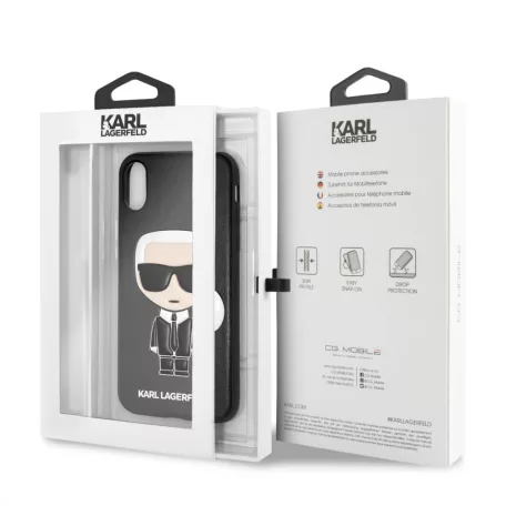 Karl Lagerfeld Apple iPhone X / XS Iconic hátlapvédő tok fekete (KLHCPXIKPUBK)