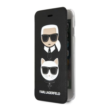 Karl Lagerfeld and Choupette Apple iPhone 7 / 8 / SE2 / SE3 (4.7) oldalra nyíló könyv tok fekete (KLFLBKI8KICKC)