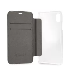   Guess Apple iPhone X / XS 4G oldalra nyíló könyv tok szürke (GUFLBKPXGF4GG)