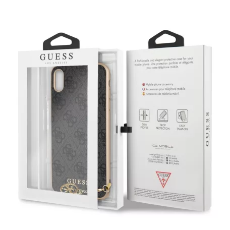 Guess Apple iPhone XS Max (6.5) Charms Hard Case 4G hátlapvédő tok szürke (GUHCI65GF4GGR)