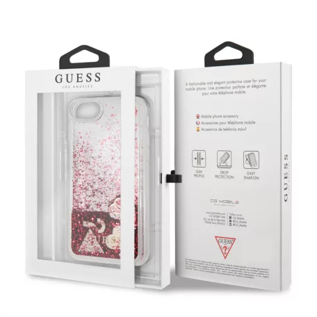 Guess Apple iPhone 7 / 8 / SE2 / SE3 (4.7) New Glitter Hearts hátlapvédő tok piros (GUHCI8GLHFLRA)