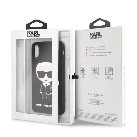 Karl Lagerfeld Apple iPhone X / XS Full Body Iconic hátlapvédő tok fekete (KLHCPXSLFKBK)