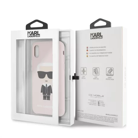 Karl Lagerfeld Apple iPhone X / XS Iconic Full Body hátlapvédő tok pink (KLHCPXSLFKPI)