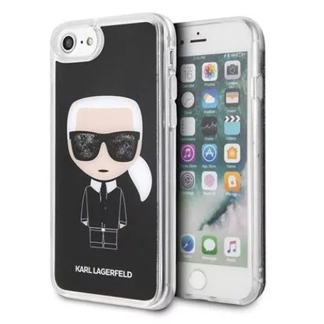 Karl Lagerfeld Apple iPhone 7 / 8 / SE2 / SE3 (4.7) Iconic Full Body Glitter hátlapvédő tok fekete (KLHCI8DLFKBK)
