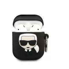   Karl Lagerfeld Apple AirPods 1/2 szilikon tok fekete (KLACCSILKHBK)