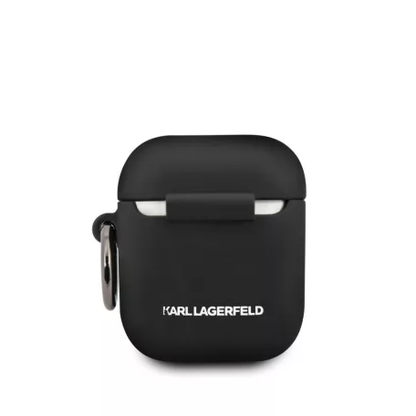 Karl Lagerfeld Apple AirPods 1/2 szilikon tok fekete (KLACCSILKHBK)