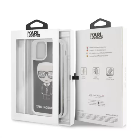 Karl Lagerfeld Apple iPhone 11 (6.1) 2019 Iconic Glitter hátlapvédő tok fekete (KLHCN61ICGBK)