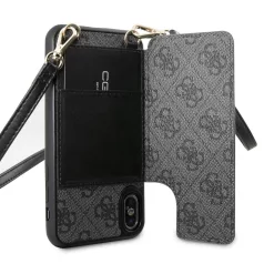   Guess Apple iPhone X / XS Crossbody Cardslot hátlapvédő tok szürke (GUHCPXCB4GG)