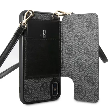Guess Apple iPhone X / XS Crossbody Cardslot hátlapvédő tok szürke (GUHCPXCB4GG)