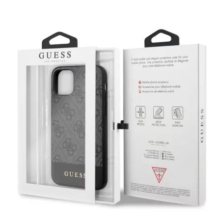 Guess Apple iPhone 11 (6.1) 2019 Stripe hátlapvédő tok szürke (GUHCN61G4GLGR)