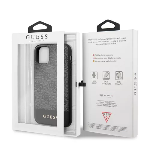 Guess Apple iPhone 11 (6.1) 2019 Stripe hátlapvédő tok szürke (GUHCN61G4GLGR)
