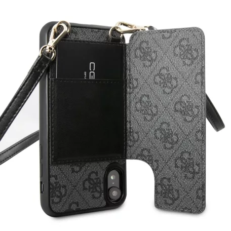 Guess Apple iPhone XR (6.1) 4G Crossbody Cardslot hátlapvédő tok szürke (GUHCI61CB4GG)