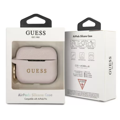 Guess Apple AirPods Pro szilikon tok Light Pink (GUACAPSILGLLP)