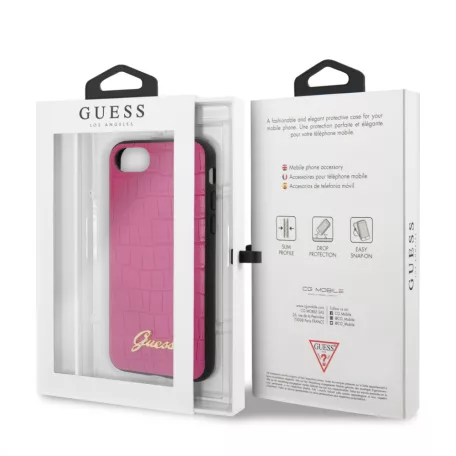 Guess Apple iPhone 7 / 8 / SE2 / SE3 (4.7) Croco hátlapvédő tok pink (GUHCI8PCUMLCRPI)
