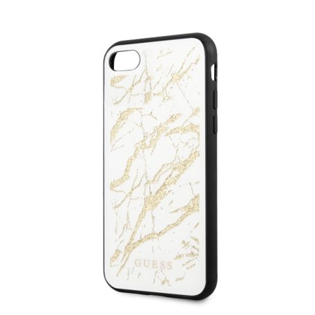 Guess Apple iPhone 7 / 8 / SE2 / SE3 (4.7) Glitter Marble hátlapvédő tok fehér - arany (GUHCI8MGGWH)