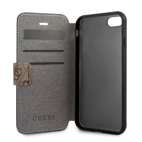 Guess Apple iPhone 7 / 8 / SE2 / SE3 (4.7) 4G oldalra nyíló könyv tok barna (GUFLBKSI84GB)