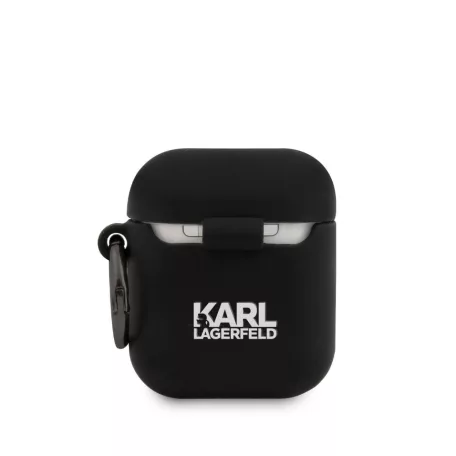 Karl Lagerfeld Choupette Apple AirPods 1/2 szilikon tok fekete (KLACA2SILCHBK)