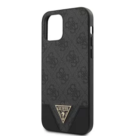   Guess Apple iPhone 12 / 12 Pro 2020 (6.1) 4G Triangle hátlapvédő tok szürke (GUHCP12MPU4GHBK)