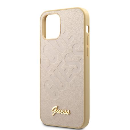 Guess Apple iPhone 12 Pro Max Iridescent Love hátlapvédő tok arany (GUHCP12LPUILGLG)