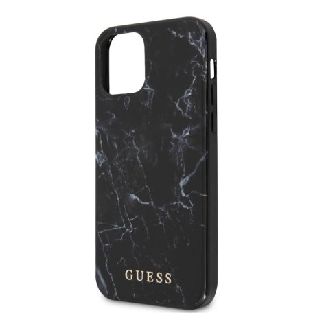 Guess Apple iPhone 12 / 12 Pro 2020 (6.1) Marble hátlapvédő tok fekete (GUHCP12MPCUMABK)