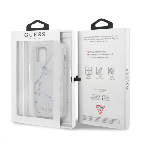 Guess Apple iPhone 12 / 12 Pro 2020 (6.1) Marble hátlapvédő tok fehér (GUHCP12MPCUMAWH)