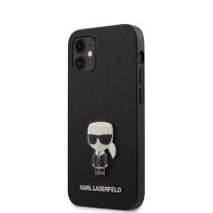   Karl Lagerfeld Apple iPhone 12 Mini 2020 (5.4) Saffiano Iconic hátlapvédő tok fekete (KLHCP12SIKMSBK)