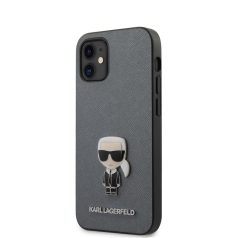   Karl Lagerfeld Apple iPhone 12 Mini 2020 (5.4) Saffiano Iconic hátlapvédő tok ezüst (KLHCP12SIKMSSL)