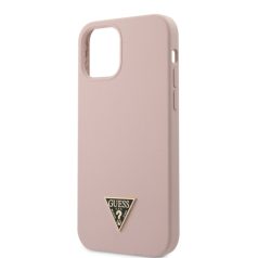   Guess Apple iPhone 12 / 12 Pro 2020 (6.1) Metal Triangle hátlapvédő tok Light Pink (GUHCP12MLSTMLP)