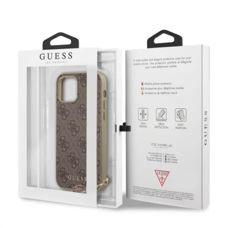 Guess Apple iPhone 12 Mini 2020 (5.4) 4G Charms hátlapvédő tok barna (GUHCP12SGF4GBR)