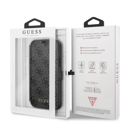 Guess Apple iPhone 12 Mini 2020 (5.4) oldalra nyíló könyv tok szürke (GUFLBKSP12S4GG)